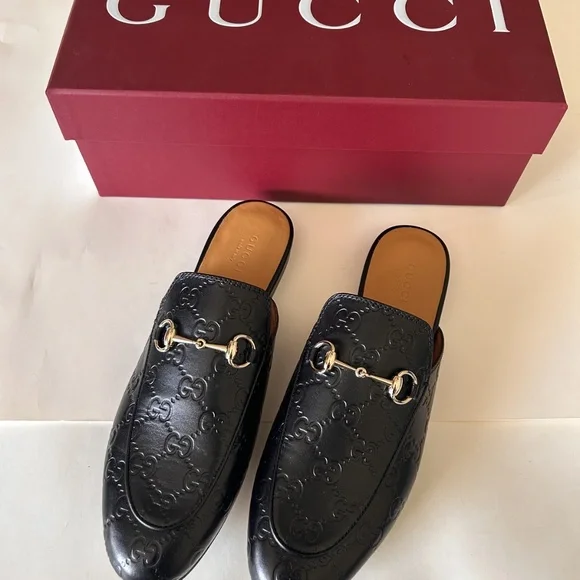 GUCCI GG Monogram Princetown Horsebit Leather Slip-On Loafer Black Size 8.5 NIB - Picture 7 of 9
